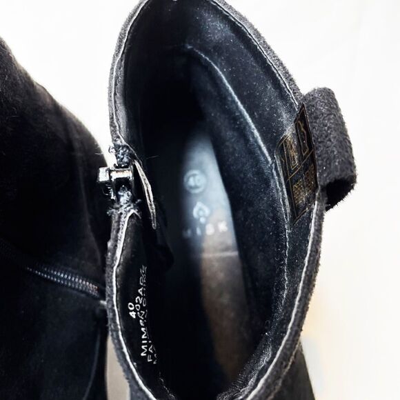 𝅺black Vegan Suede Booties With Fringe - Picture 5 of 8